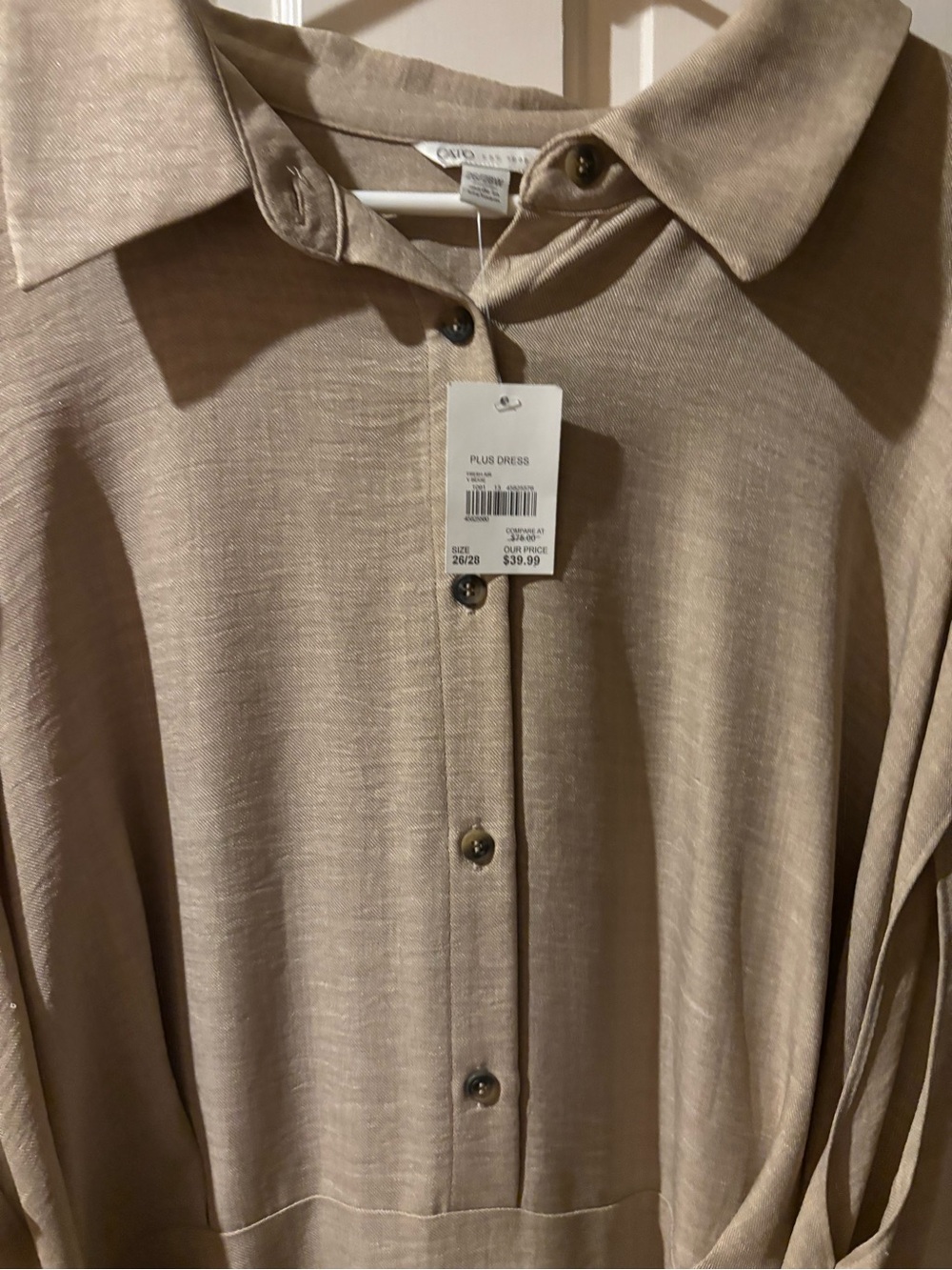 Cato Taupe Midi Button-Up Dress